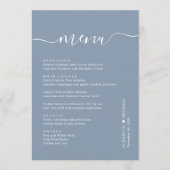 Chique Script Dusty Blue bruiloft receptie Menu (Voorkant)