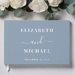 Chique Script Dusty Blue Wedding Gastenboek
