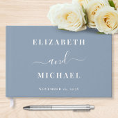 Chique Script Dusty Blue Wedding Gastenboek