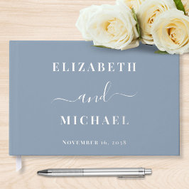 Chique Script Dusty Blue Wedding Gastenboek