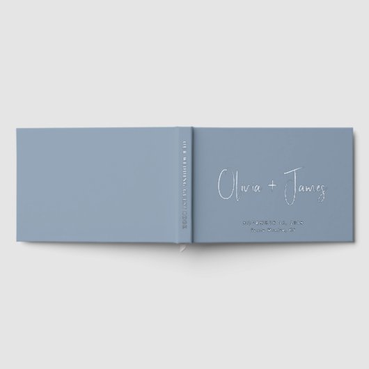 Chique Script Dusty Blue Wedding Gastenboek (Volledig)