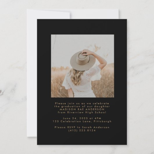 Chique script eindexamen aankondigingskaart kaart (Achterkant)