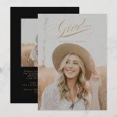 Chique script eindexamen aankondigingskaart kaart (Voorkant / Achterkant)