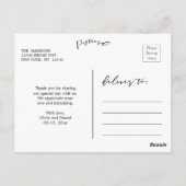 Chique Script Elegant Wedding Dank u Foto Briefkaart (Achterkant)