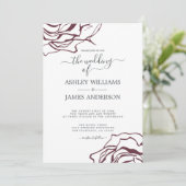 Chique Script Floral Outline Bourgondië Roos Bruil Kaart (Staand voorkant)