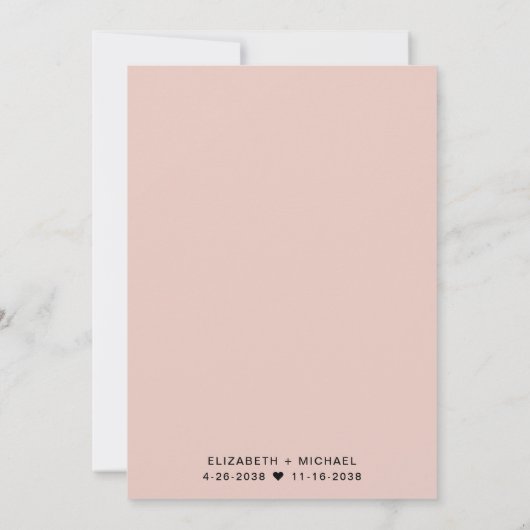 Chique Script Foto Blush Roze Bruiloft Receptie Kaart (Achterkant)