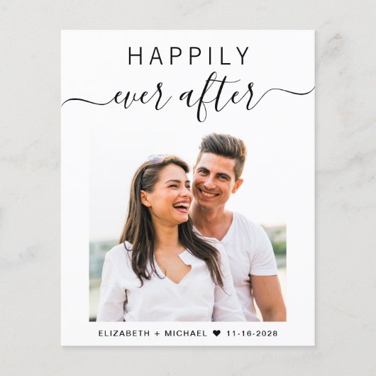 Chique Script Foto Bruiloft Uitnodiging (Voorkant)