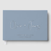 Chique Script Foto Dusty Blue Wedding Gastenboek (Voorkant)