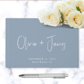 Chique Script Foto Dusty Blue Wedding Gastenboek