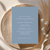 Chique Script Foto Dusty Blue Wedding Kaart