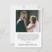 Chique Script Foto Overlay Bruiloft Bedankkaart (Achterkant)