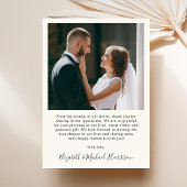 Chique Script Foto Overlay Cream Bruiloft Bedankkaart