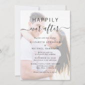 Chique Script Foto Overlay Dusty Blue Wedding Kaart (Voorkant)