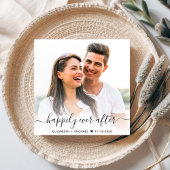 Chique Script Foto Overlay Dusty Blue Wedding Kaart