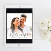 Chique Script Foto Overlay Dusty Blue Wedding Kaart