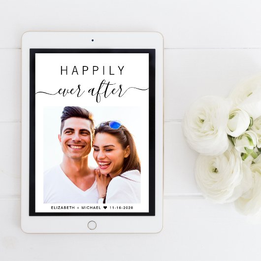 Chique Script Foto QR Code Alles In Een Bruiloft Kaart