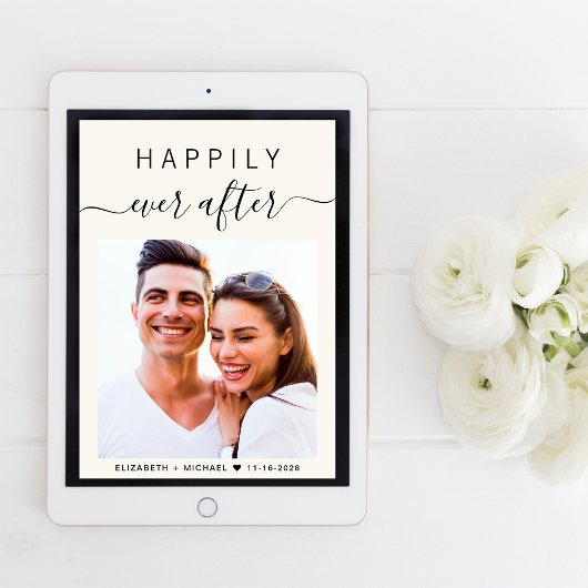 Chique Script Foto QR Code Alles In Een Cream Brui Kaart