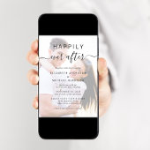 Chique Script Foto QR Code Dusty Blue Wedding Kaart