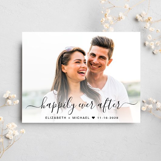 Chique Script Foto QR Code Save The Date Aankondigingskaart
