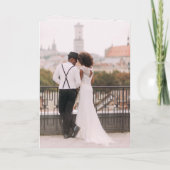 Chique script Gevouwen Meerdere foto bruiloft Bedankkaart (Achterkant)