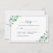 Chique Script Groen gebladerte bruiloft RSVP Kaartje (Voorkant)