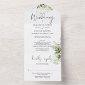 Chique script groene bloemdetails RSVP-huwelijk All In One Uitnodiging (Binnen)