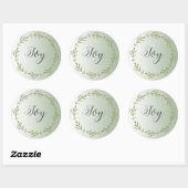 Chique Script Joy Foliage Krans Groene Kerstmis Ronde Sticker (Vel)