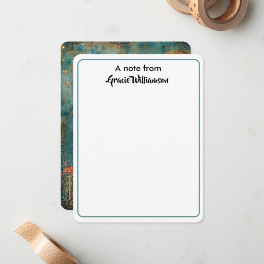 Chique script kalligrafie fee tuin een notitie van notitiekaartje (Voorkant / Achterkant in situ)