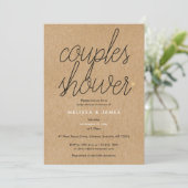 Chique Script Kraft Gold Hearts Koppels Baby showe Kaart (Staand voorkant)