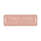 Chique script landelijke gebladerte trouw retourad etiket (Voorkant)