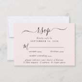 Chique Script Menu Keuze Roze Bruiloft RSVP (Voorkant)