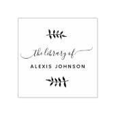 Chique Script Moderne Botanische Bibliotheek Boeke Rubberstempel (Afrduk)