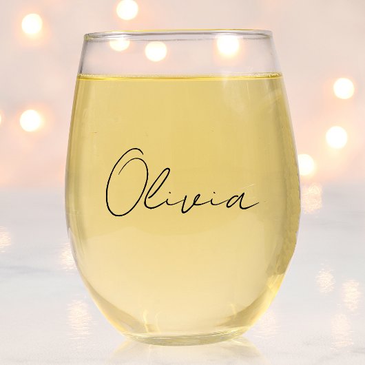 Chique Script Monogram Bachelorette Bruidsfeest Wijnglas Zonder Voet