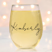 Chique Script Monogram Bachelorette Bruidsfeest Wijnglas Zonder Voet