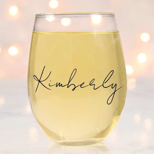 Chique Script Monogram Bachelorette Bruidsfeest Wijnglas Zonder Voet
