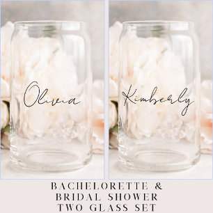 Chique Script Monogram Bachelorette Party Blikvorm Glas