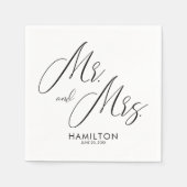 Chique script Mr. & Mrs. trouwreceptie servetten (Voorkant)