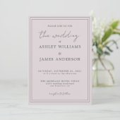 Chique Script Pastel Paarse bruiloft uitnodiging (Staand voorkant)