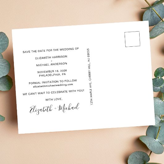 Chique Script Photo Sla de datum op Aankondigingskaart