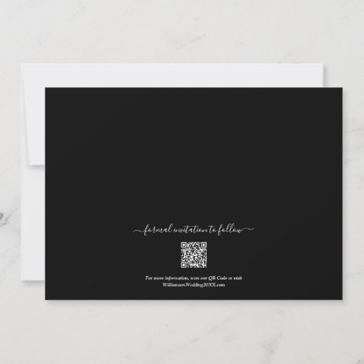 Chique Script QR Code Foto Bruiloft Save The Date (Achterkant)