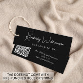 Chique Script QR Code Zwart Kleding Hang Label