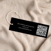 Chique Script QR Code Zwart Kleding Hang Label