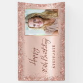 Chique Script Roos Gold Glitter Foto 30e Verjaarda Spandoek (Verticaal)