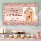 Chique Script Roos Gold Glitter Foto 80e Verjaarda Spandoek