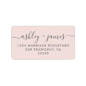 Chique Script Roze Bruiloft Retouradres Label (Voorkant)