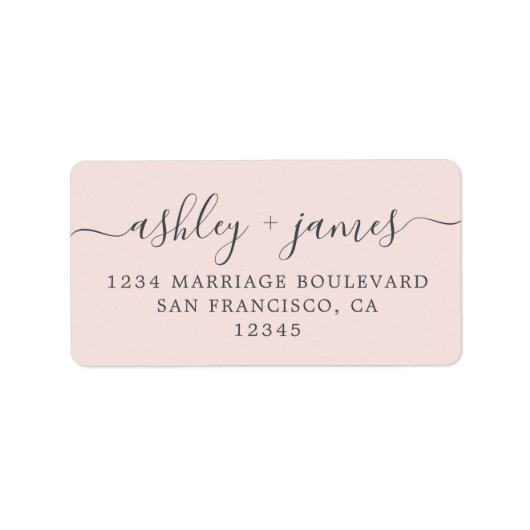 Chique Script Roze Bruiloft Retouradres Label (Voorkant)