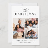 Chique Script & Serif familienaam 3 Foto Kerstmis Feestdagenkaart (Voorkant)