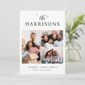 Chique Script & Serif familienaam 3 Foto Kerstmis Feestdagenkaart (Staand voorkant)