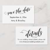 Chique Script Sla de datum & bruiloft Detail Kaart Visitekaartje (Voorkant / Achterkant)