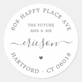 Chique Script Toekomst Mrs. Mr. Return Adres Bruil Ronde Sticker